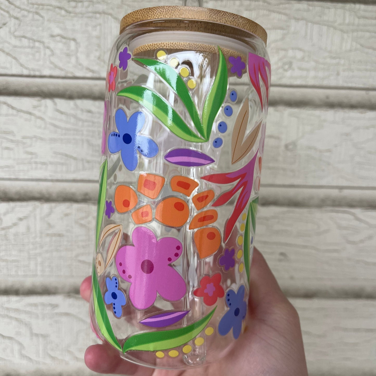 Floral Glass Tumbler